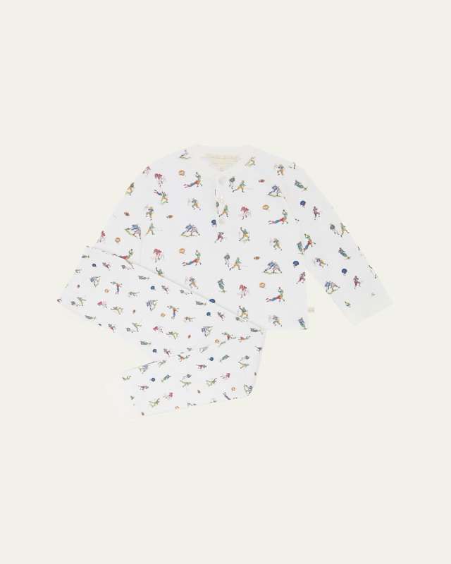 Boy's Derek Quarterback Printed Pajama Set, Size 3M-24